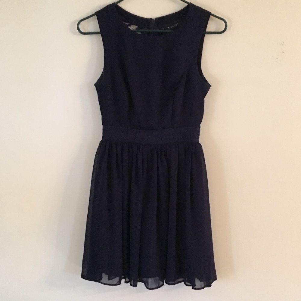 Navy Blue dress with zip-up lace back